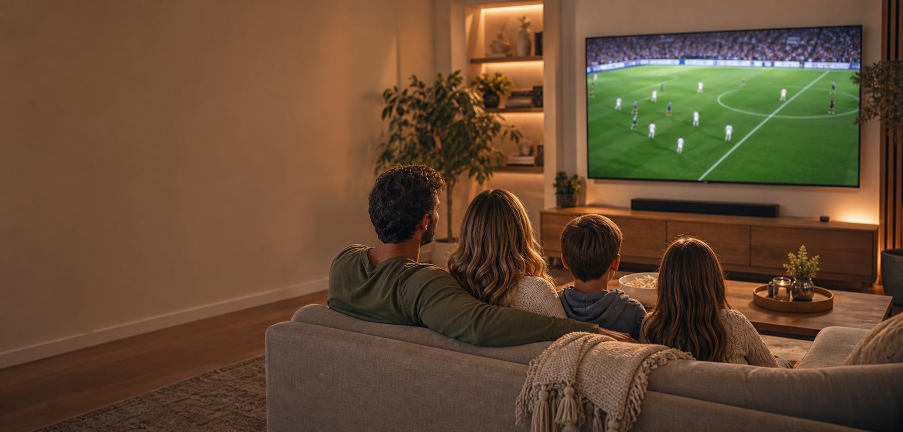 Family enjoying streaming on their TV